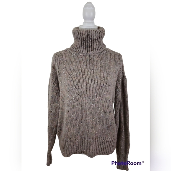 Something Navy~Size XS~Brown Cable Knit Turtleneck Sweater Made in Italy. - Picture 1 of 10